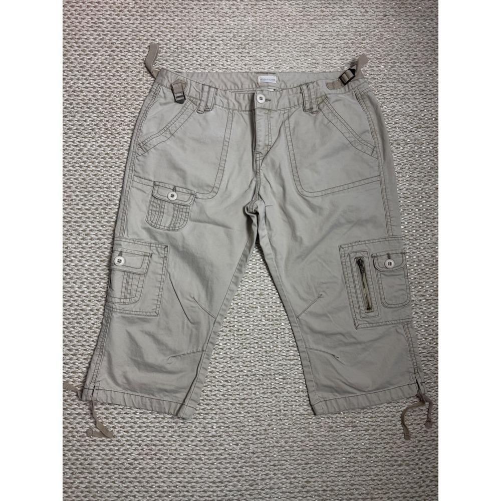 Maurices Khaki Cargo Capri Pants Cotton Utility Crop Size 13/14 Y2K cropped